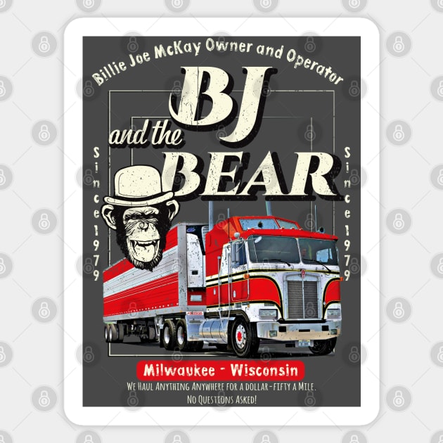 BJ & The Bear Trucking Company Sticker by Alema Art